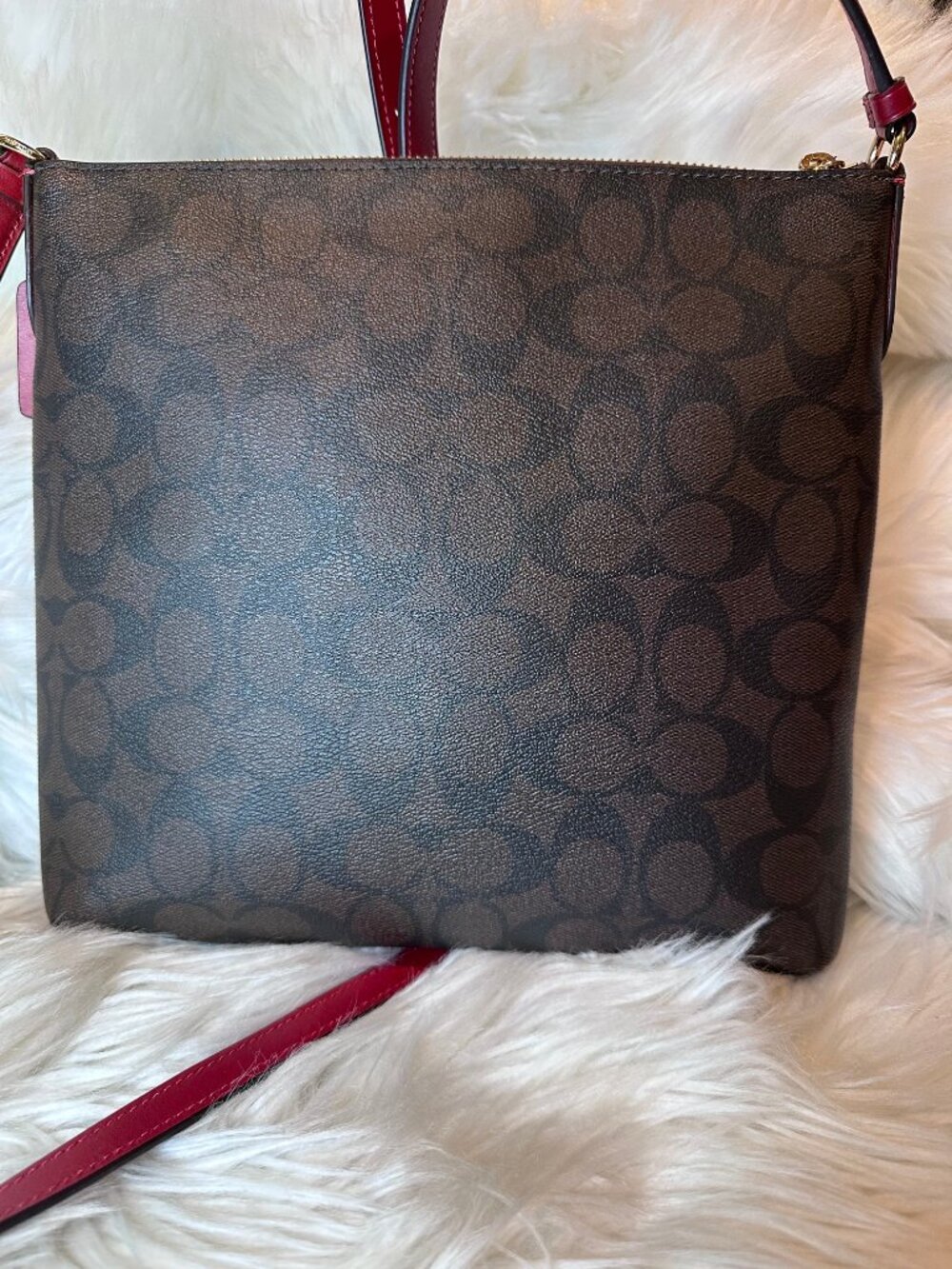 Coach Rowan Crossbody File Bag In Red/Signature Canvas - Picture 3 of 11